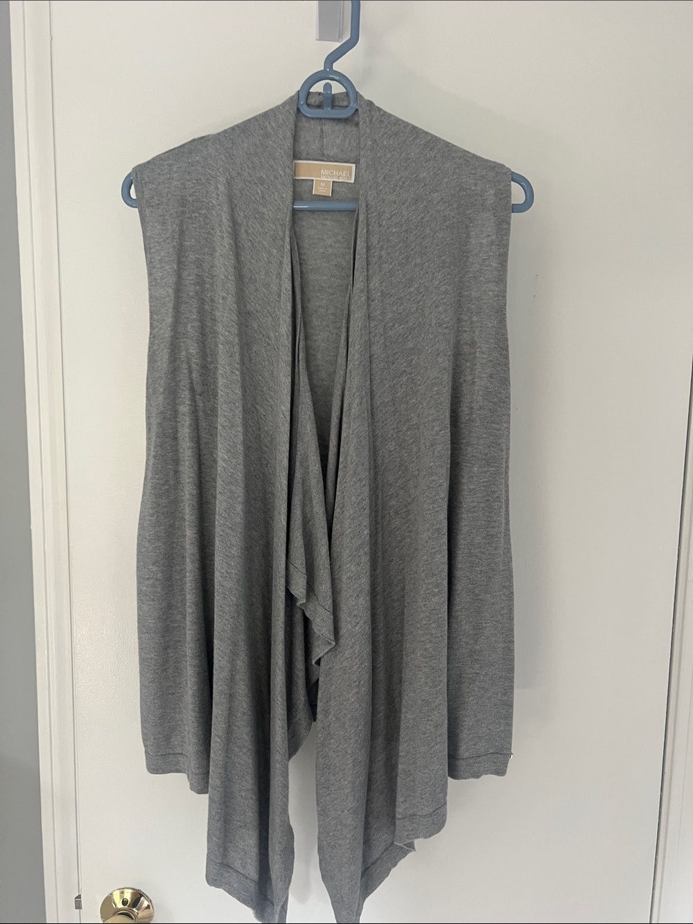 Michael Kors Gray Open-Front Draped Sweater Vest
